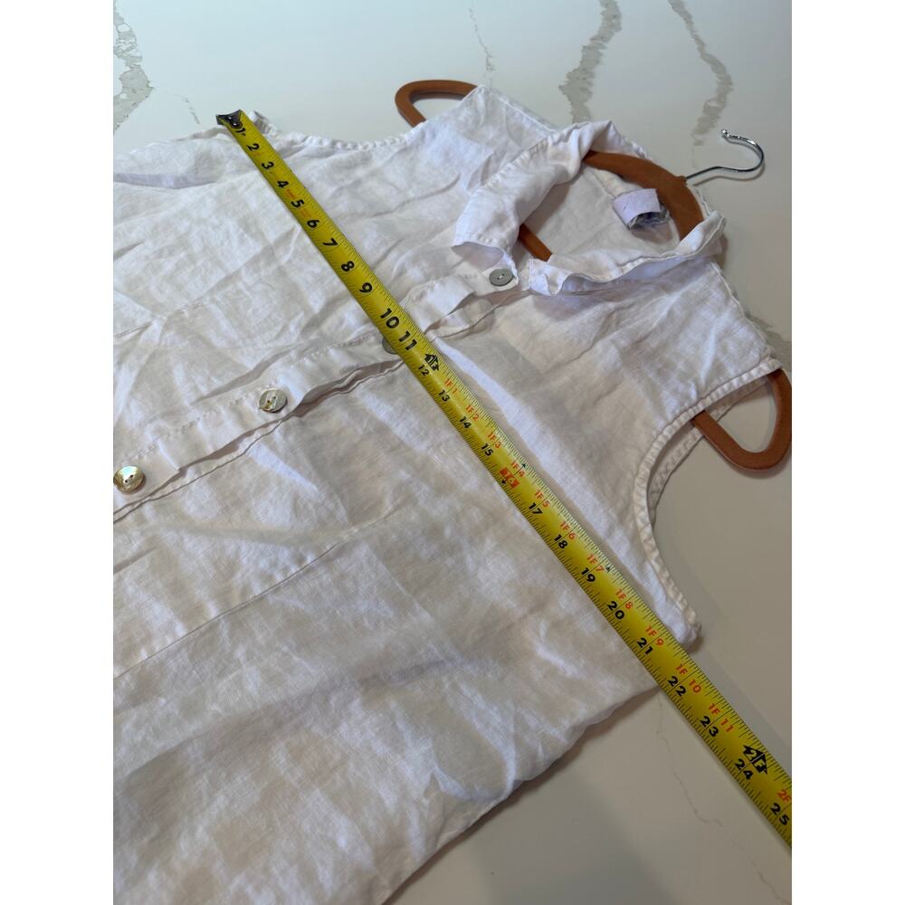 Vtg 90s Match Point 100% linen sleeveless button down shirt white M cottagecore - Picture 6 of 8